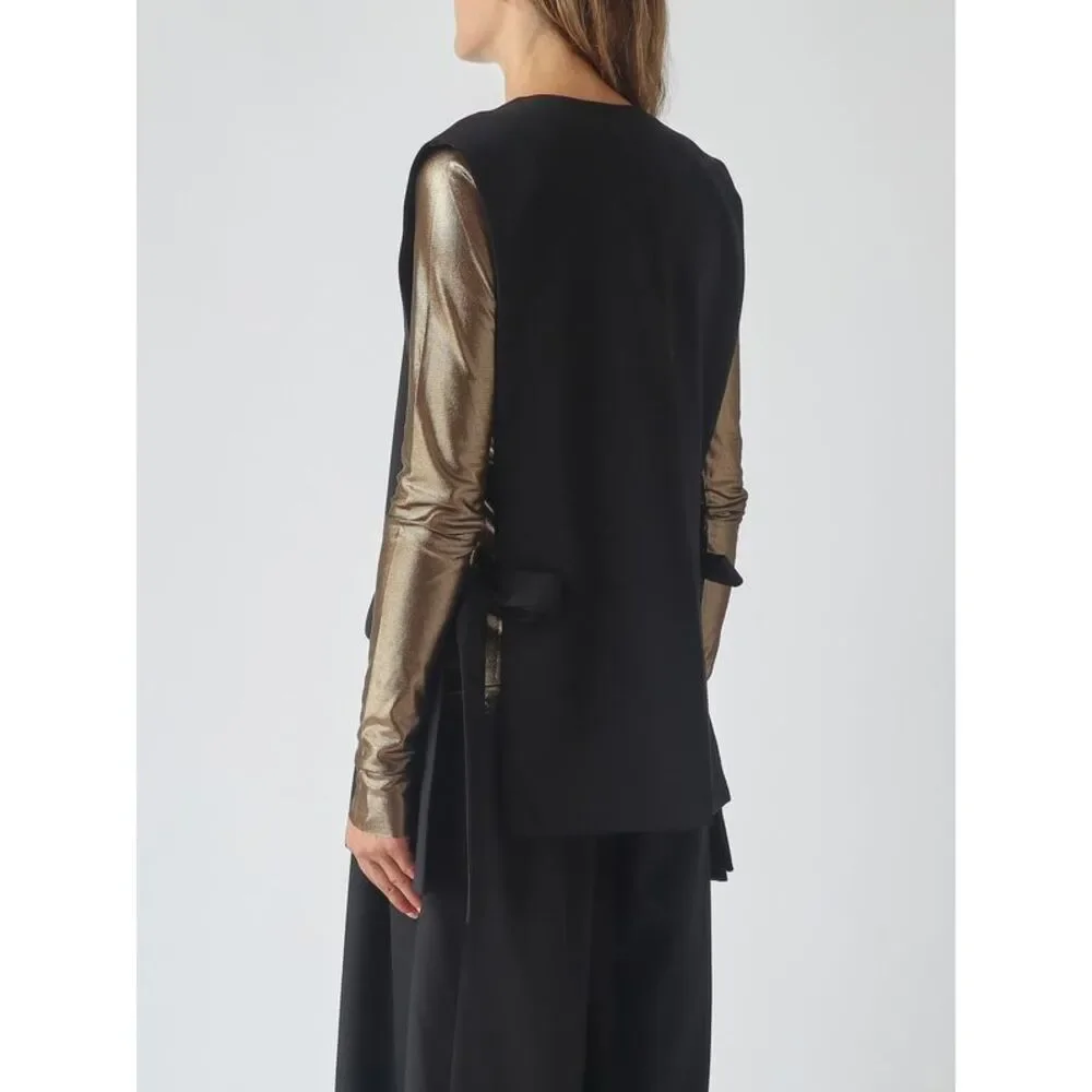 Meimeij Women Meimeij Single-Breasted Wool Blend Tailored Waistcoat With V-Neck